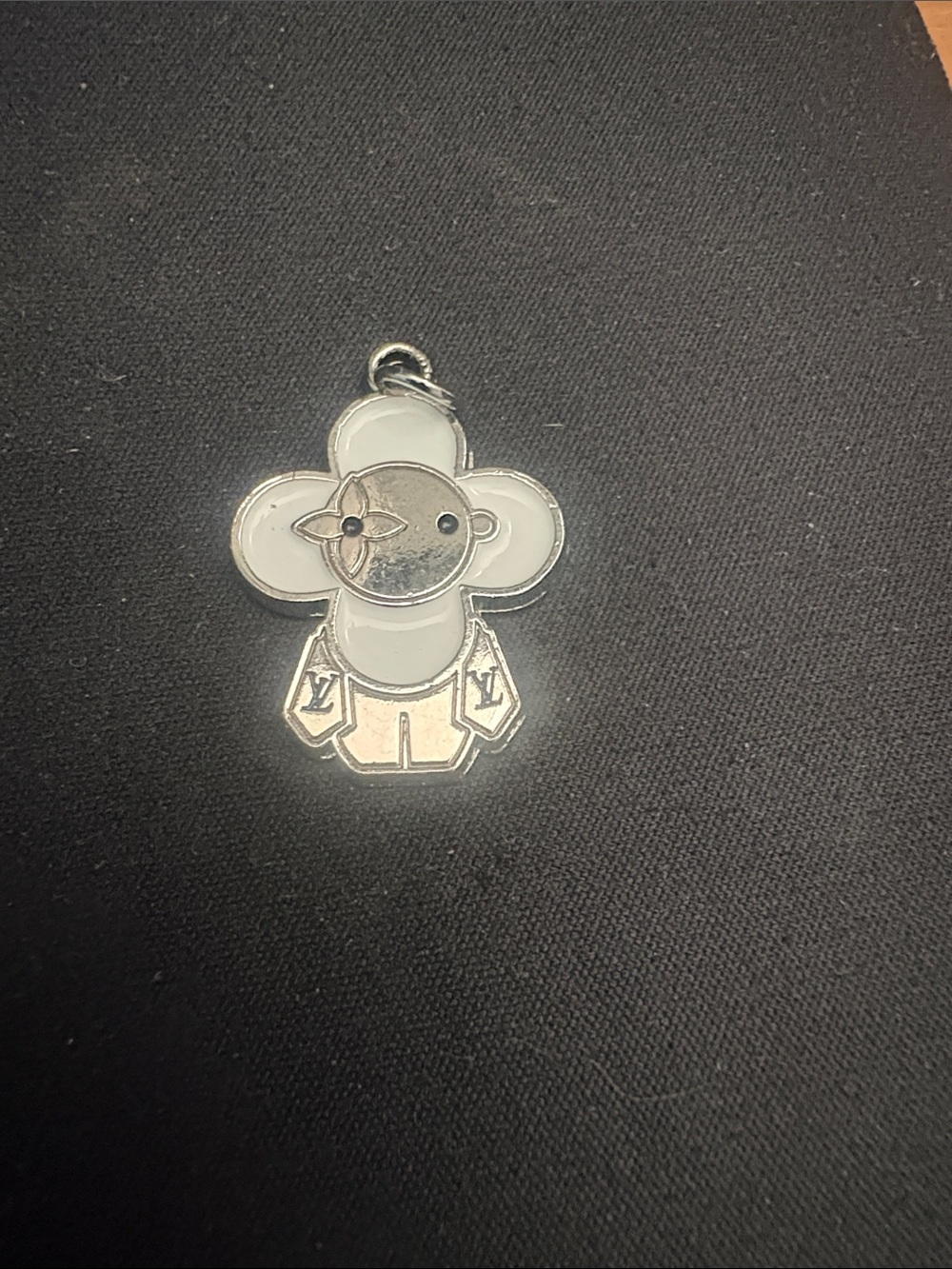 Louis Vuitton Vivienne White Enamel Mascot Charm Signed LV Paris Rare
